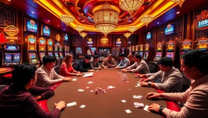 Experience thrilling game action at gg88 with vibrant slot machines and poker tables.