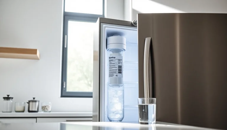 Waterdrop WF1CB Replacement for Frigidaire® PureSource WFCB installed in a modern kitchen refrigerator, highlighting freshness and efficiency.