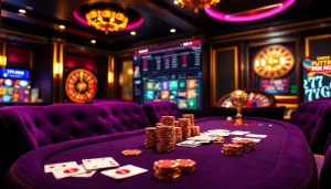 Players enjoy high-stakes gambling at the 79 king poker table, surrounded by luxurious casino elements.
