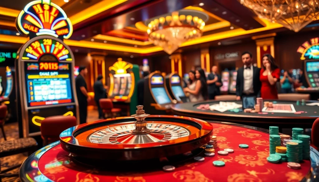Gambling at nhà cái vua99 with excited players around a luxurious roulette table.