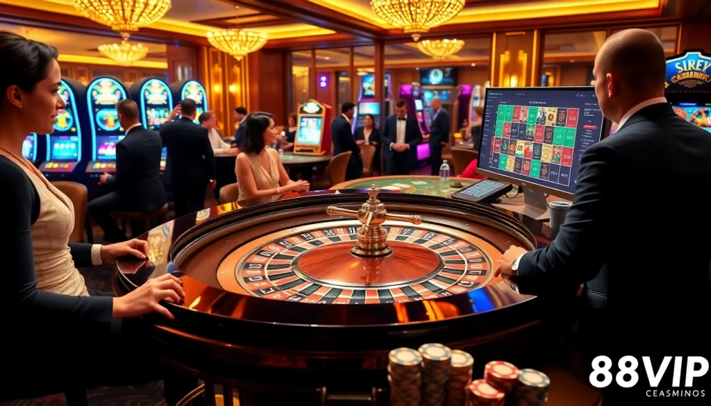 Experience the excitement of gambling at 68VIP's luxurious casino with engaging games and vibrant atmosphere.