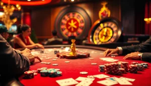 Experience the vibrant thrill of oxplay at a luxurious casino table with poker chips and cards.