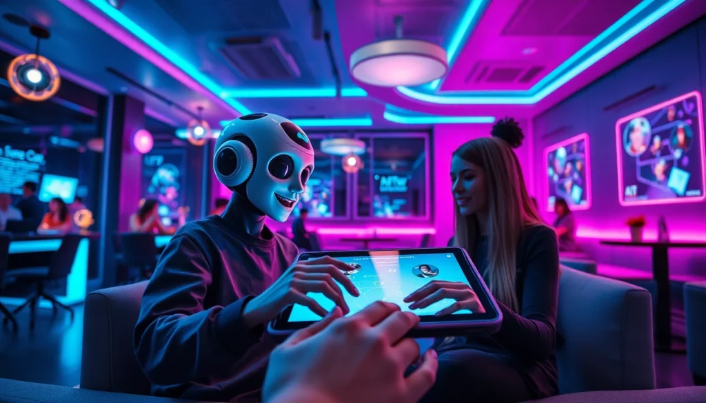 Dynamic NSFW AI interaction in a modern digital lounge atmosphere