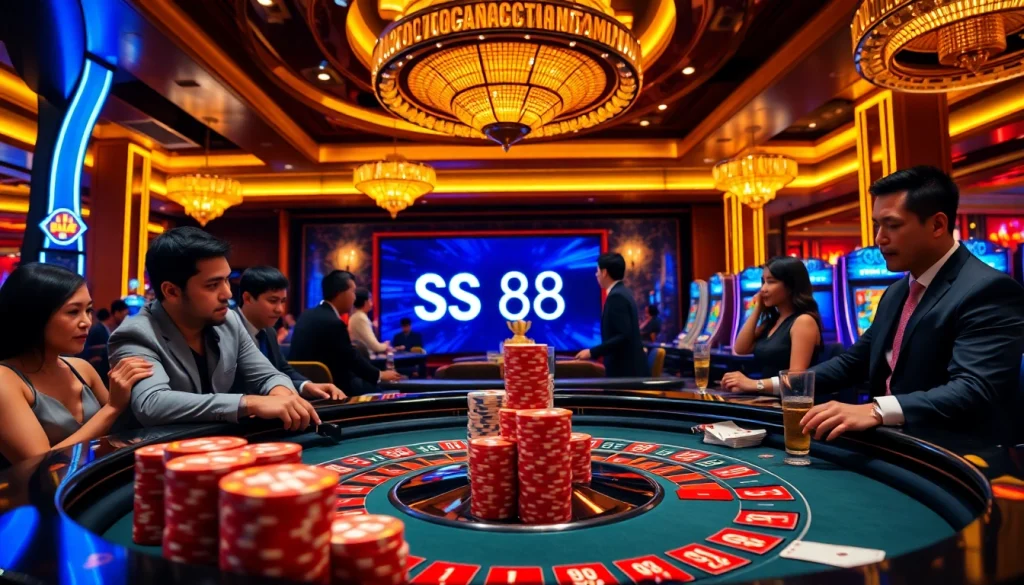 Exciting casino scene with vibrant games and players enjoying on trang chủ S8.
