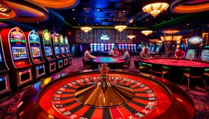 Experience the thrill of SODO Casino with players betting at a roulette table.