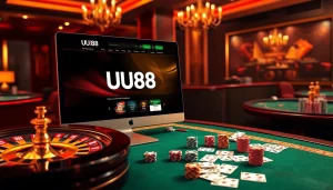 Experience the excitement of UU88 gaming with vibrant casino visuals and enticing betting elements.
