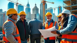Manhattan General Contractor managing a bustling construction site in New York City.