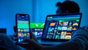 77EE platform displaying vibrant online betting games on mobile and desktop devices.