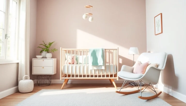 MMOO nursery scene showcasing modern baby products in a cozy, pastel-colored setting.