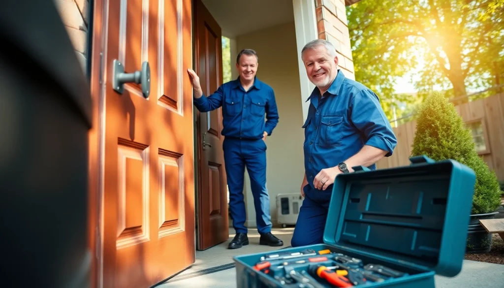 Erfahrener Schlüsseldiensttechniker in Wiesbaden bietet einem Kunden professionelle Notdienstleistungen rund um Schlüssel an.