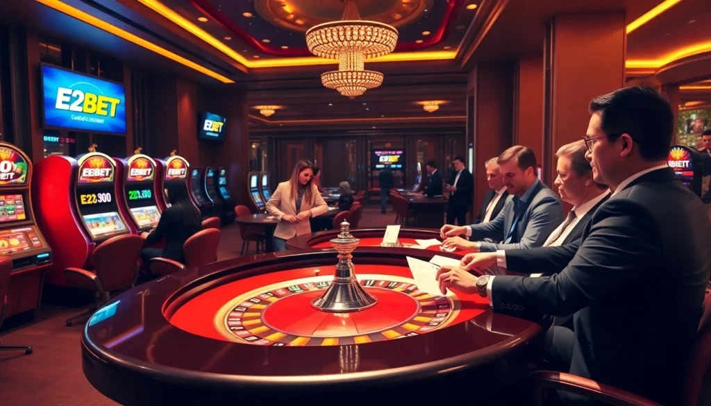 Players engaging in thrilling casino games at https://e2bet-games.com/, showcasing roulette and slots.