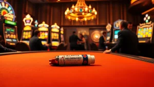 Engage with a luxurious gambling scene featuring hemorrhoid cream at a poker table.