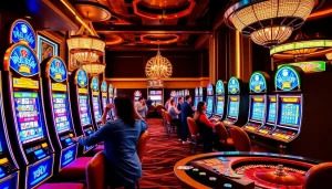 Players enjoying exciting SLOT machines in a luxurious casino environment.