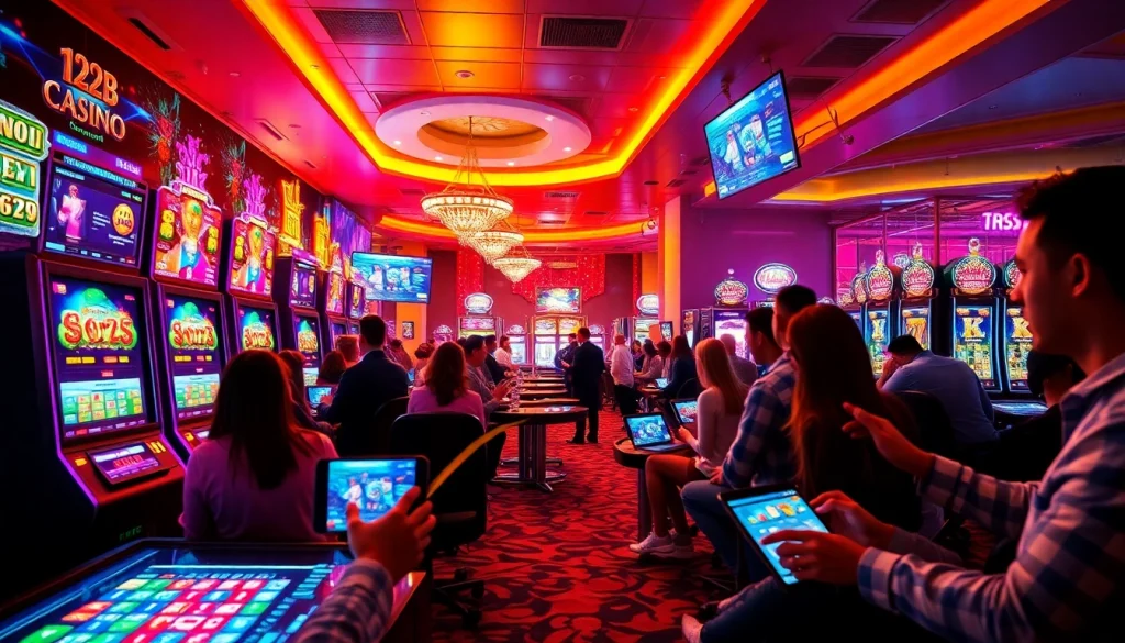 Experience the thrill of online gaming at 123b.faith with vibrant casino scenes and engaging player interactions.