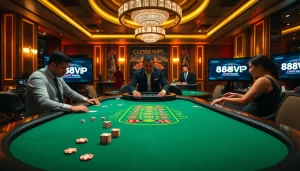 Players enjoying an exciting game at 68VIP casino with vibrant tables and professional dealers.