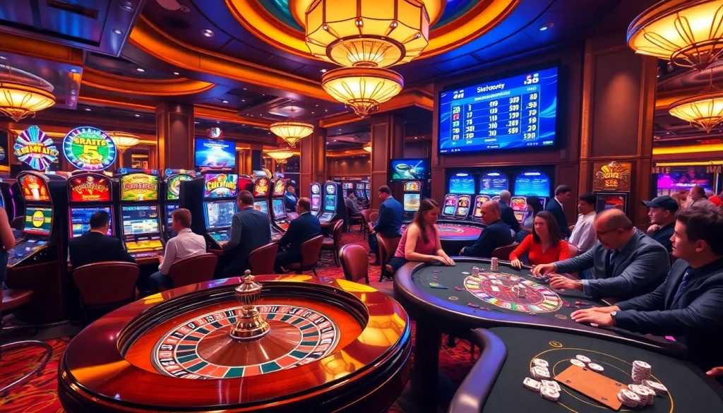 Players winning big at live casino games at https://lc88m.com/, with roulette and slot machines in view.