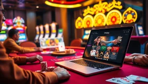 Onicplay engaging casino scene with players enjoying poker and roulette games.