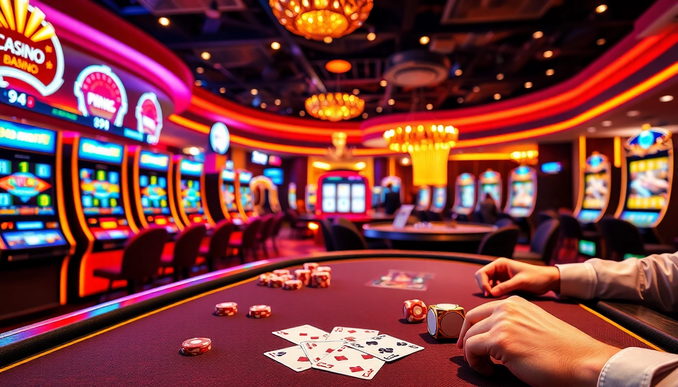 Experience thrilling games at Nhà cái xin88 with vibrant casino tables and exciting slot machines.