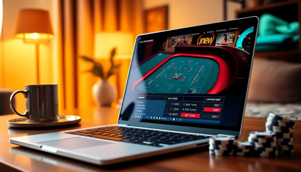 럭셔리하고 초대하는 분위기를 반영한 라이브 바카라 게임 플레이를 특징으로 하는 노트북에서의 매력적인 온라인 카지노 플랫폼.