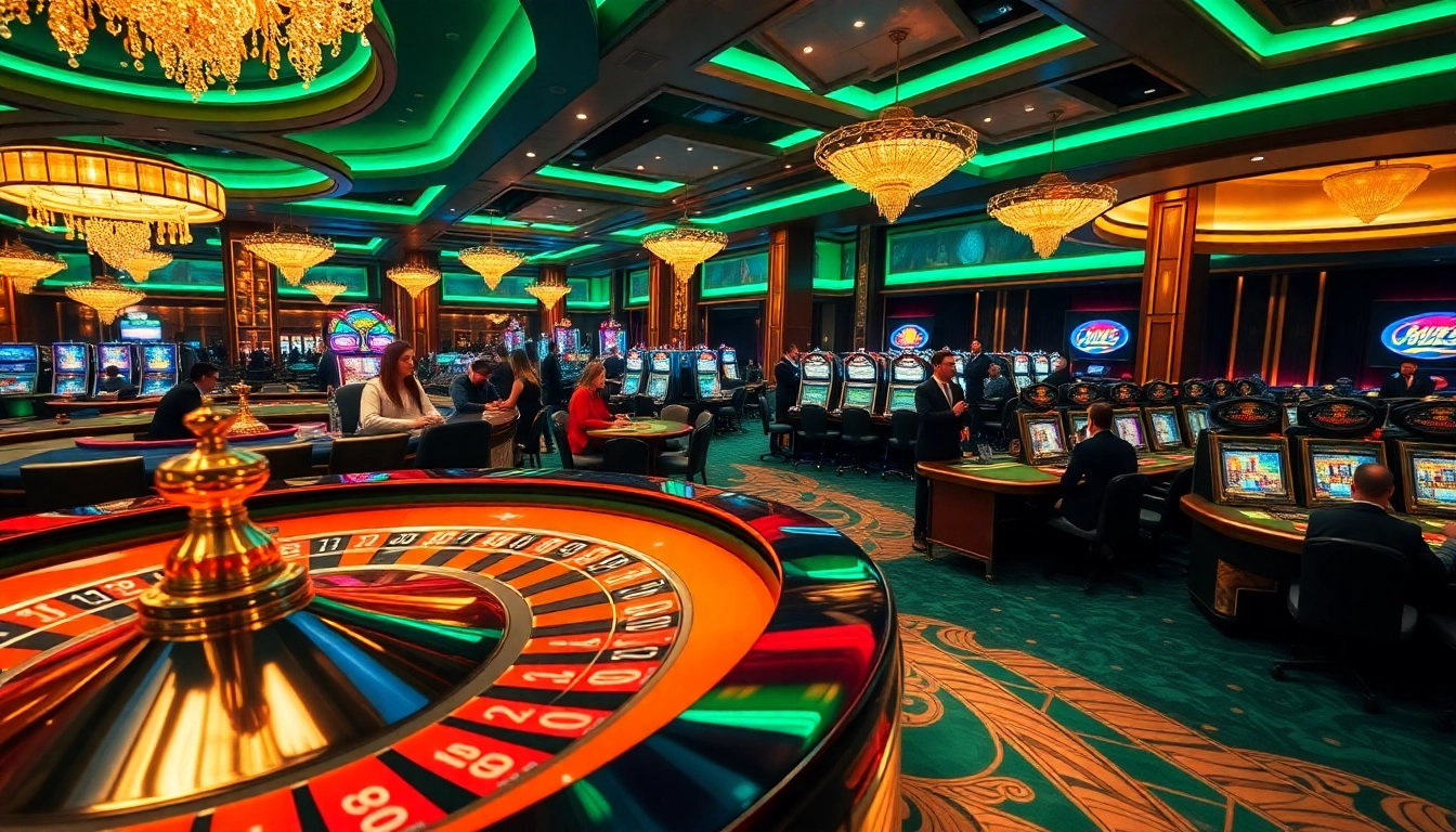 Experience the thrill of king88 with luxurious casino tables and excited players in action.