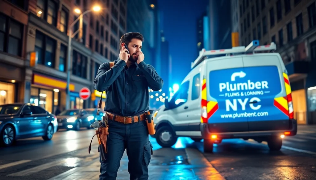 24 hour plumber nyc ready for emergencies in NYC nighttime scene