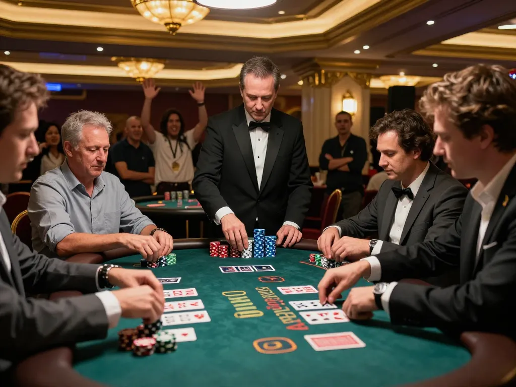 Players engage in a high-stakes blackjack game at a sun win casino, showcasing intense competition.