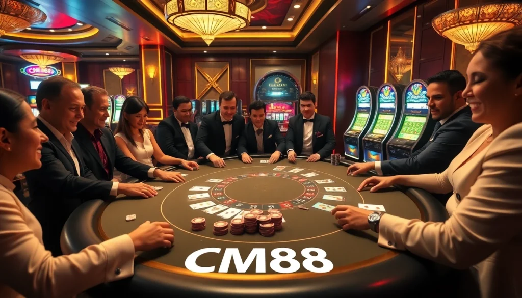 CM88 casino scene with poker, roulette, and slot machines capturing high-stakes excitement.