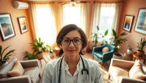 Engaging Counselling Services in a warm, cozy therapy environment showcasing a professional therapist.