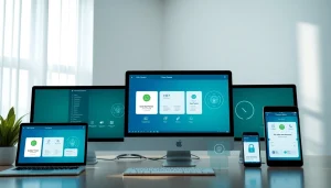 在多台设备上展示的快连下载应用，便于快速且安全地访问网络解决方案。