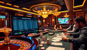 Experience the excitement of Mix Parlay betting in this vibrant casino setting illustrating online sports wagers.