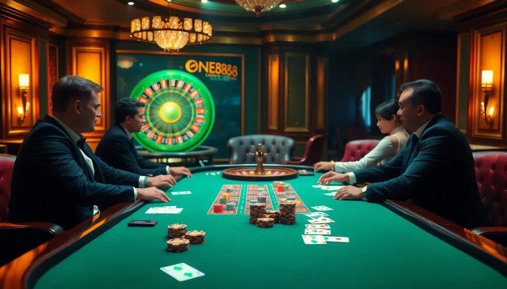 Experience high-stakes excitement at ONE88 Casino with vibrant poker and roulette games.