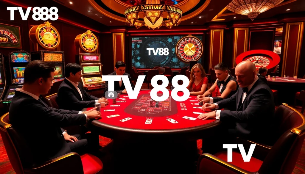 Experience high-stakes poker at a luxurious casino featuring TV88.