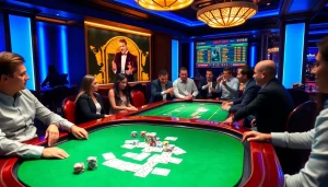 Experience the thrill of idn poker at an elegant casino table complete with vibrant poker chips and cards.