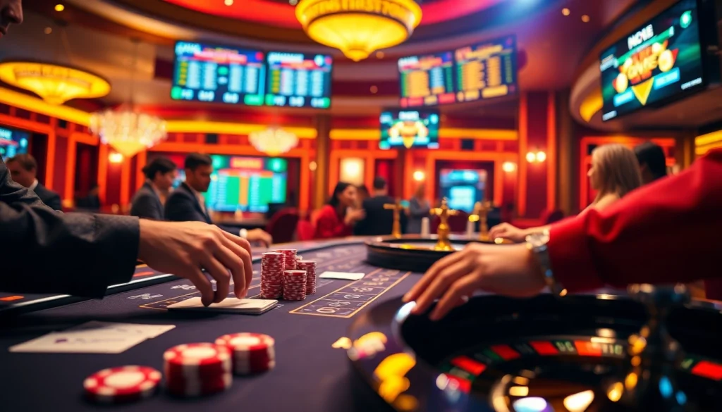 Players enjoying a thrilling game at the live dealer table on 123ga com, immersed in luxury and excitement.