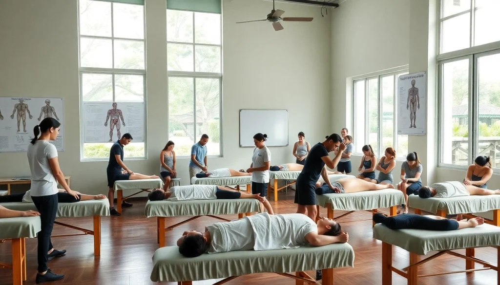 Hands-on training at Chiang Mai Massage School, focusing on postural correction techniques.