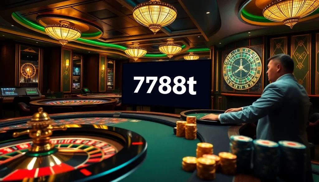 Exciting online gambling scene illustrating the 788t platform with vibrant casino elements