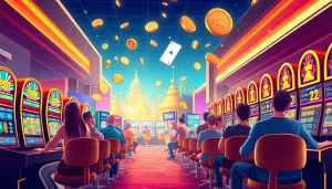 Engaging digital illustration of online gambling at Bl555, showcasing vibrant casino games.