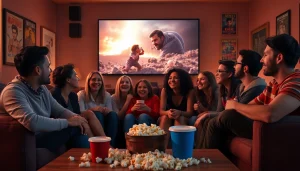 ดูหนัง อย่างมีความสุขกับเพื่อนในห้องนั่งเล่นอบอุ่น