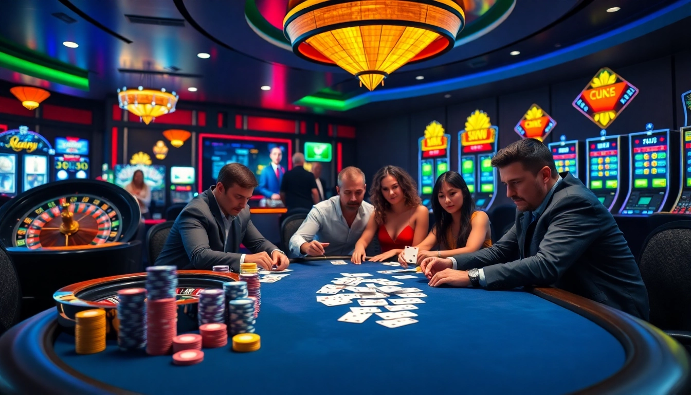 Découvrez l'excitation du casino en ligne avec des joueurs immergés dans une partie de poker à enjeux élevés.