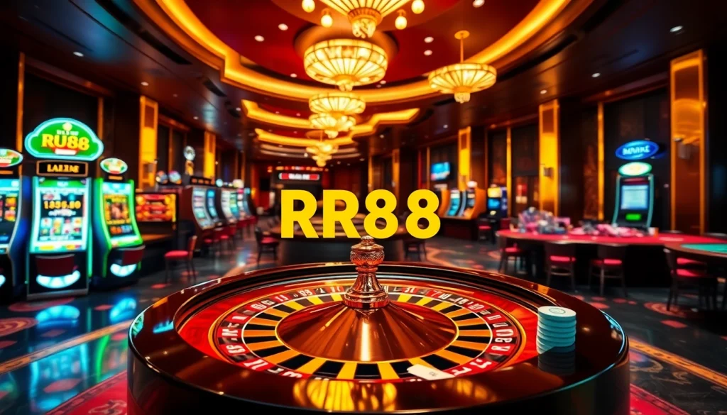 Experience the thrill of betting at RR88 in a luxurious virtual casino setting.