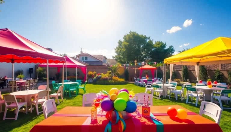Planning a successful event with Party Rentals Near Me, featuring a colorful party setup.