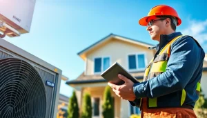 HVAC company Canada technician servicing air conditioning unit outdoors with expertise.