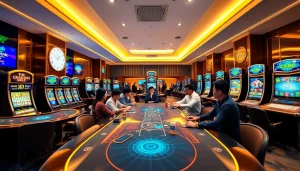 Vibrant online gaming scene at https://onew88.com/ depicting an engaging casino atmosphere.