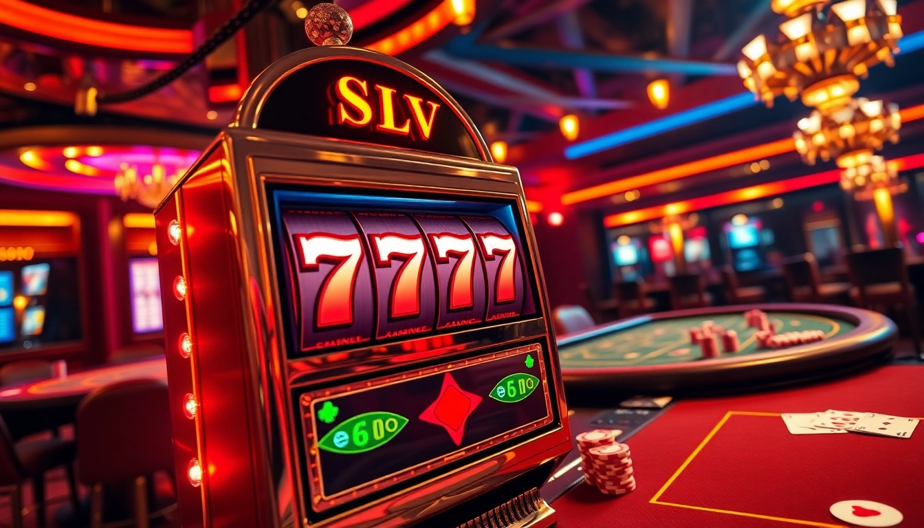Players celebrating their wins on the slot 777 machine in a luxurious casino backdrop.