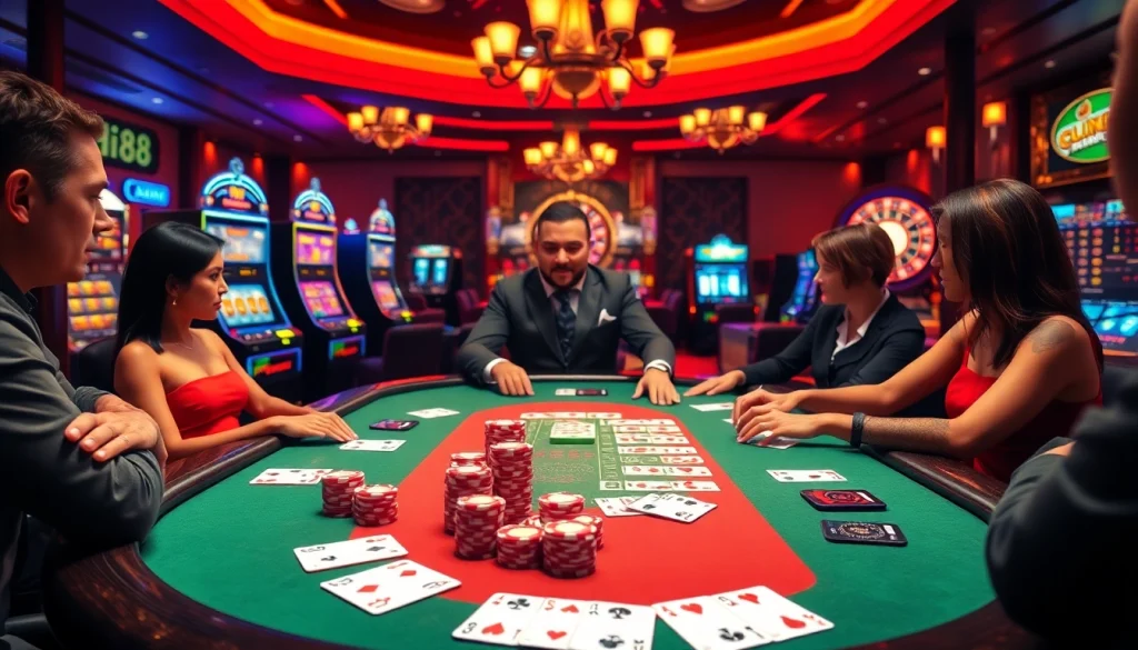 Experience the thrill of gambling at Hi88 with luxury poker games and vibrant casino visuals.