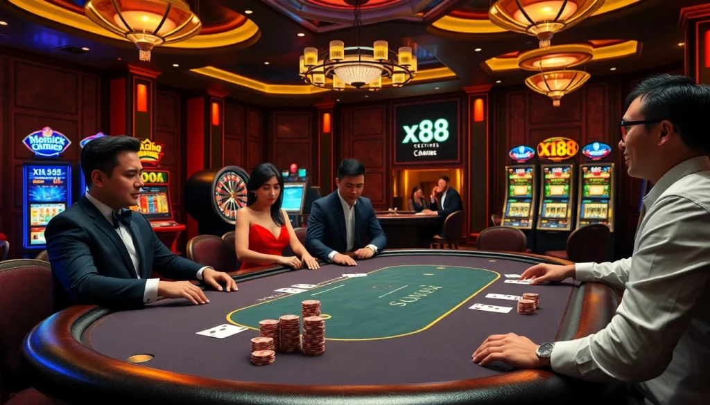 Captivating poker action at Xin88 casino, showcasing vibrant chips and engaging gameplay.
