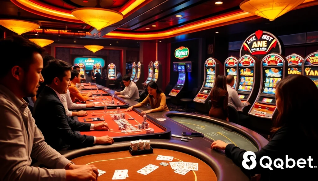 Players enjoying an immersive gambling experience with 8qbet's vibrant online casino interface.