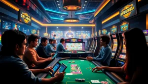 Exciting gaming scene at https://789beta2.com/ showcasing poker, sports betting, and vibrant casino slots.
