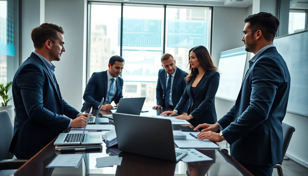 Team utilizing b2b competitive intelligence strategies in a modern office environment.