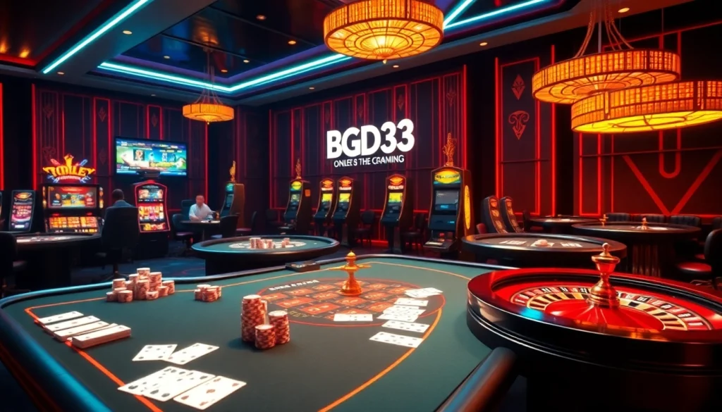 Experience the thrill of BGD33 with vibrant casino tables and dynamic slot machines.